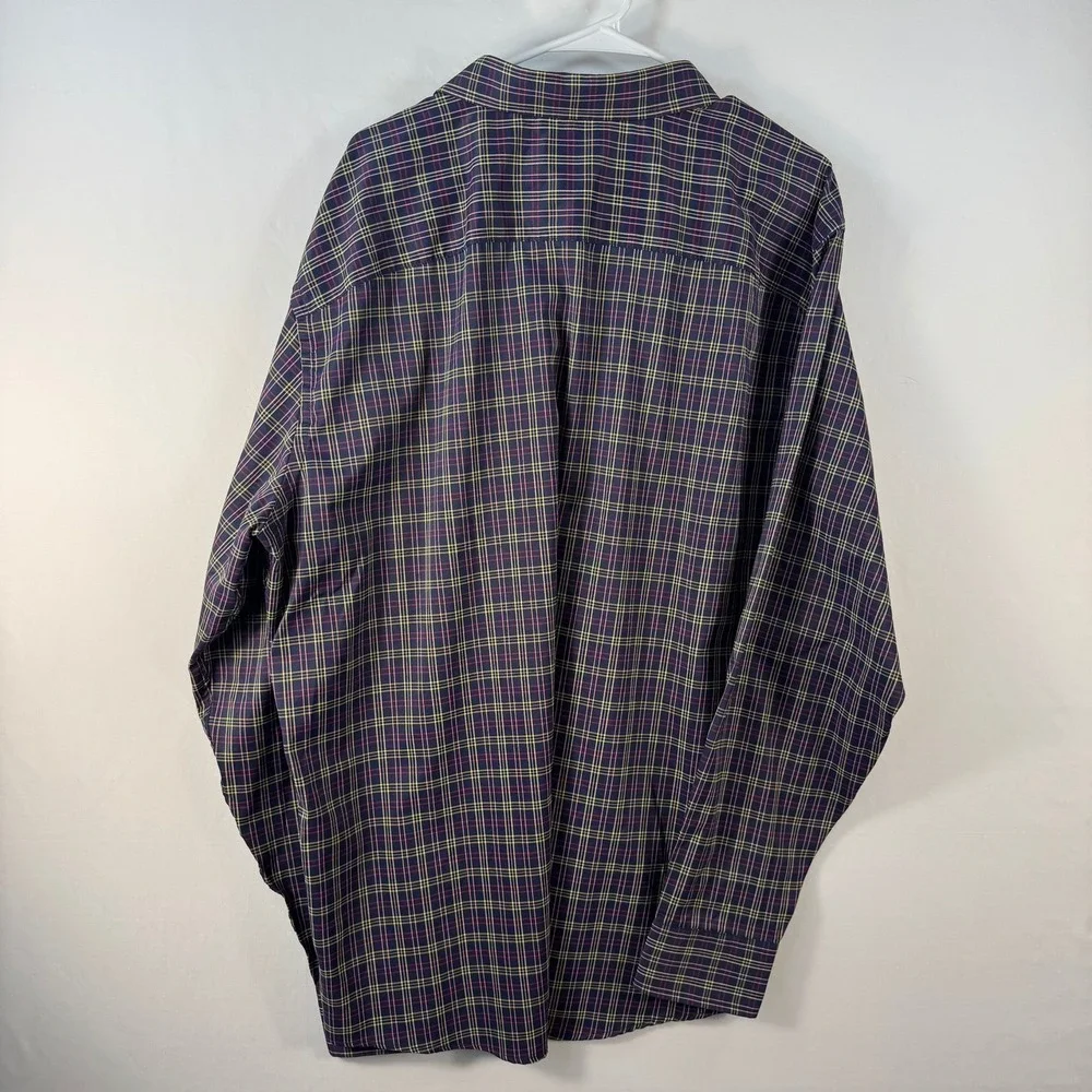 UNTUCKit Tally Tre Fit Navy Blue Plaid Button Down Shirt Mens 3XL Tall 41175